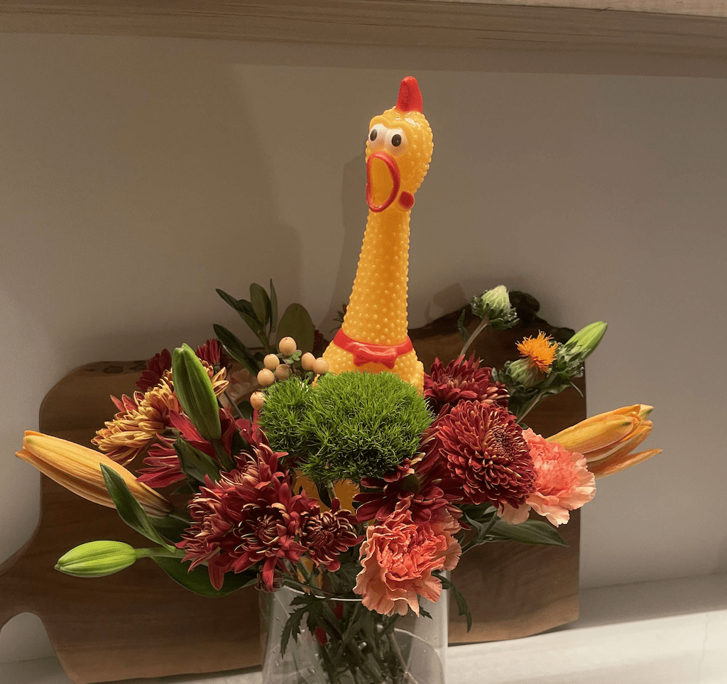rubber chicken bouquet